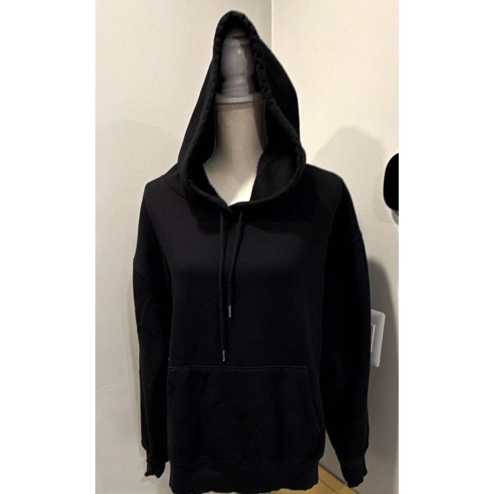 Victoria’s Secret PINK Black Fleece Pullover Hoodie Logo Pockets Women’s XL